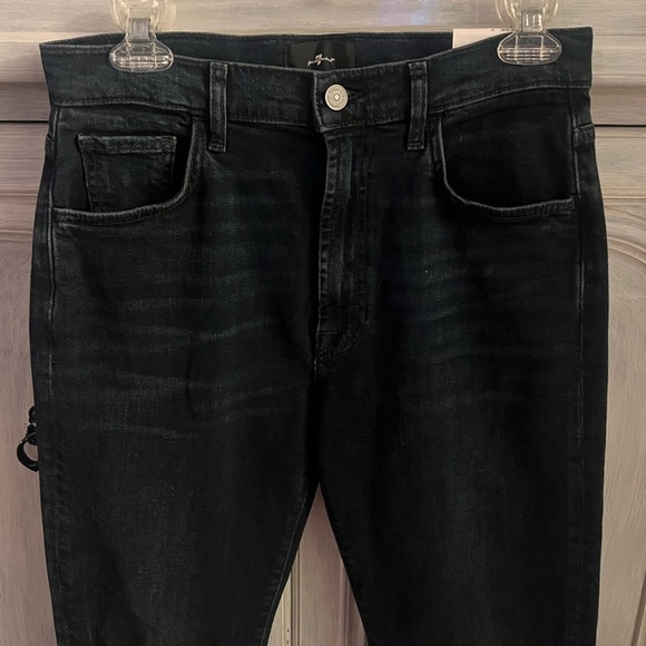 Revolve 7 For All Mankind Easy Slim Jeans Sunbeam Dark Wash - Picture 7 of 12